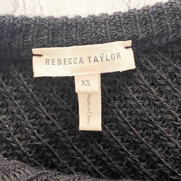 Rebecca Taylor Black Knit One Shoulder Ruffle Long Sleeve Alpaca Sweater XS - Picture 10 of 11